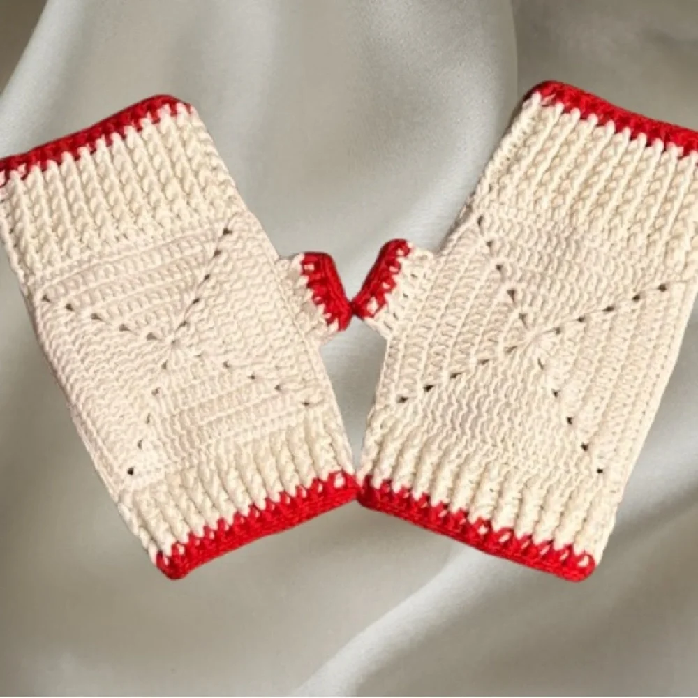 Reindeer Knit Mittens for Kids/ teenage - Red and Cream